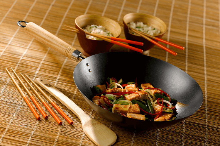 Wok antiadhérent Dexam Be a Wok Star en acier carbone diamètre 30cm