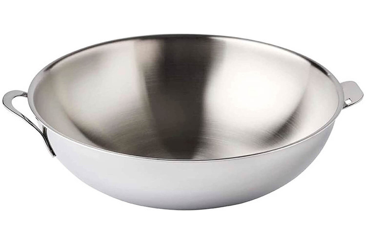 Wok en acier inox Mastrad O'Wok Gourmet avec grille et poignée amovible