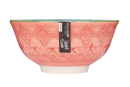Bol de cuisine Kitchen Craft en grès émaillé - Motif floral gris et rouge