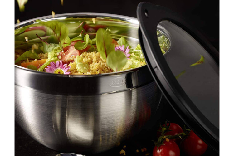Lot de 2 saladiers Rösle en inox 18/10 avec 2 couvercles fraîcheur