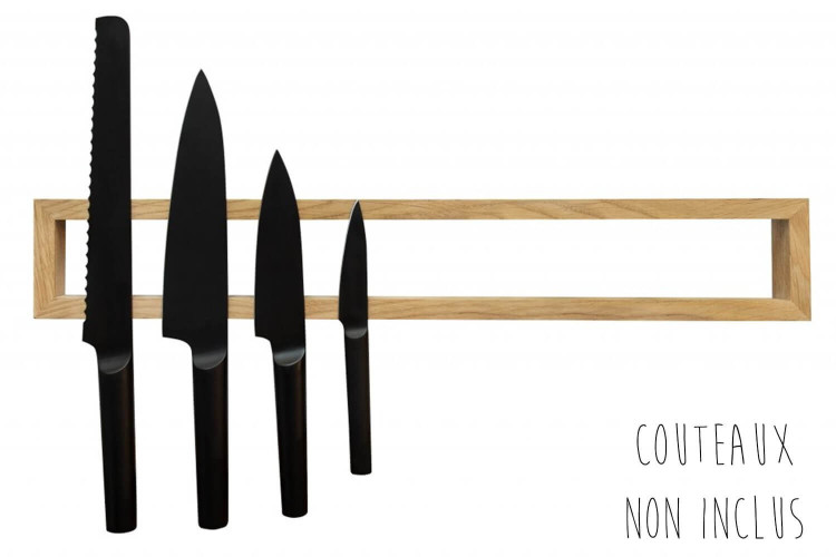 Barre aimantée pour couteaux Clap Design en bois de chêne - Fabrication artisanale