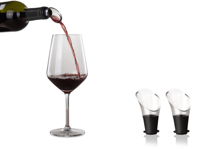 Lot de deux becs verseurs à vin Vacu Vin noirs