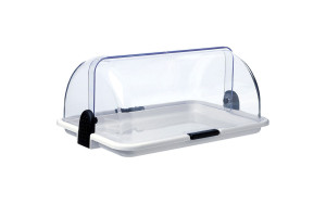 Vitrine buffet à double ouverture et plateau blanc - 48x32cm