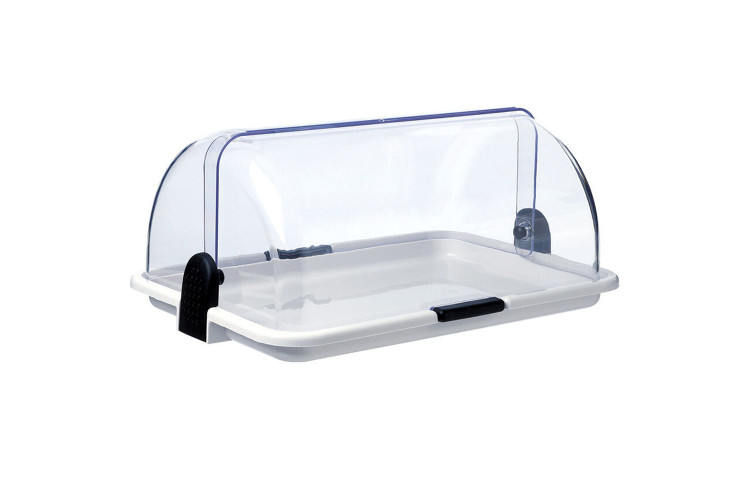 Vitrine buffet à double ouverture et plateau blanc - 48x32cm