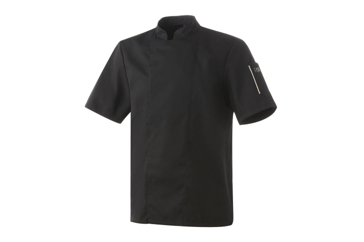 Veste de cuisine Robur Nero mixte noire manches courtes - Vêtement cuisine pro