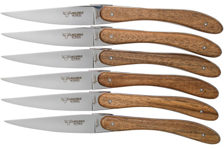 Coffret Laguiole en Aubrac L'Ecir - 6 couteaux de table inox et noyer
