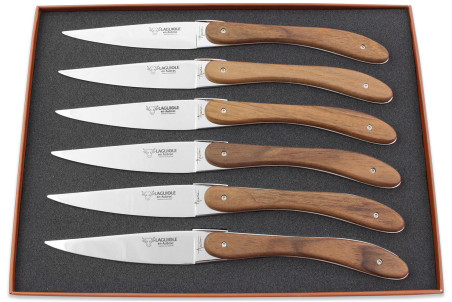 Coffret Laguiole en Aubrac L'Ecir - 6 couteaux de table inox et noyer