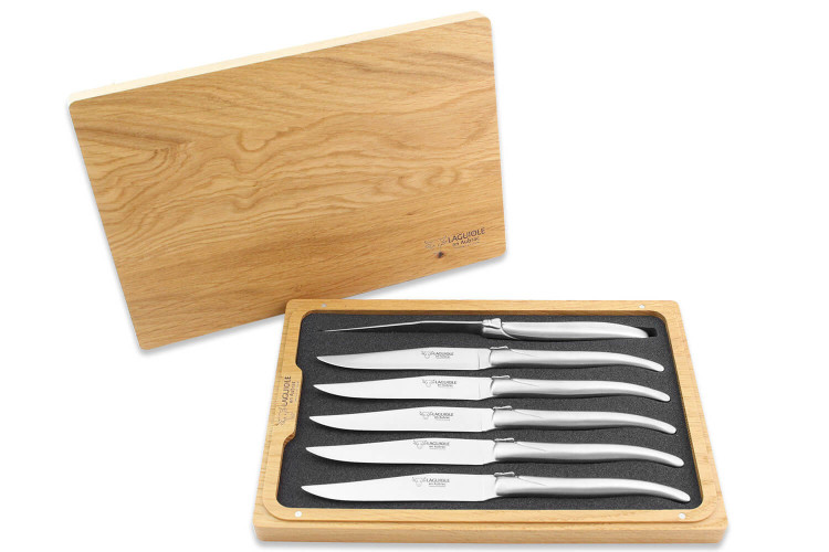 Coffret Laguiole en Aubrac - 6 couteaux de table tout inox manche mat