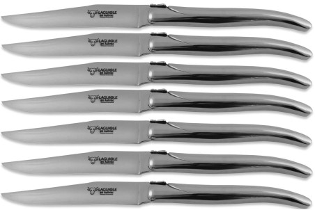 Coffret Laguiole en Aubrac - 6 couteaux de table tout inox manche brillant