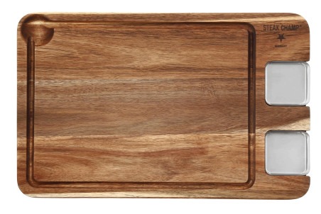 Planche à découper en bois d'acacia Steak Champ 42x27x1,6cm