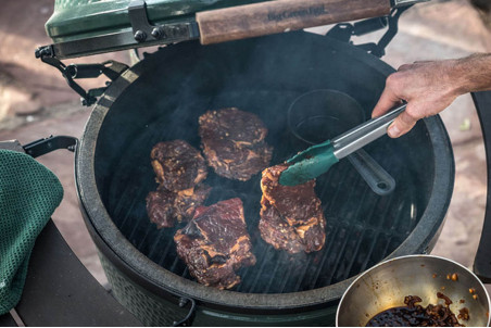 Pince à barbecue Big Green Egg acier inox et embouts silicone - 40cm
