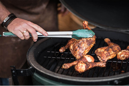 Pince à barbecue Big Green Egg acier inox et embouts silicone - 40cm