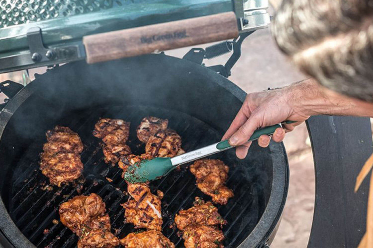 Pince à barbecue Big Green Egg acier inox et embouts silicone - 40cm