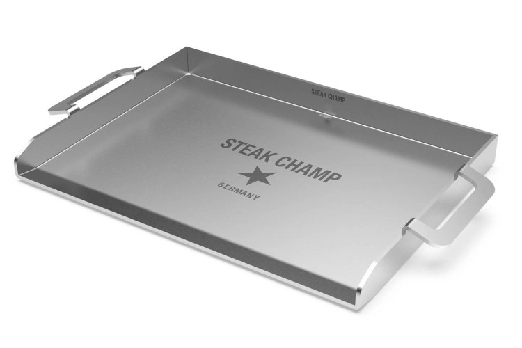 Plancha barbecue Steak Champ en acier inox 38x28cm