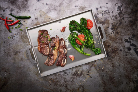Plancha barbecue Steak Champ en acier inox 38x28cm