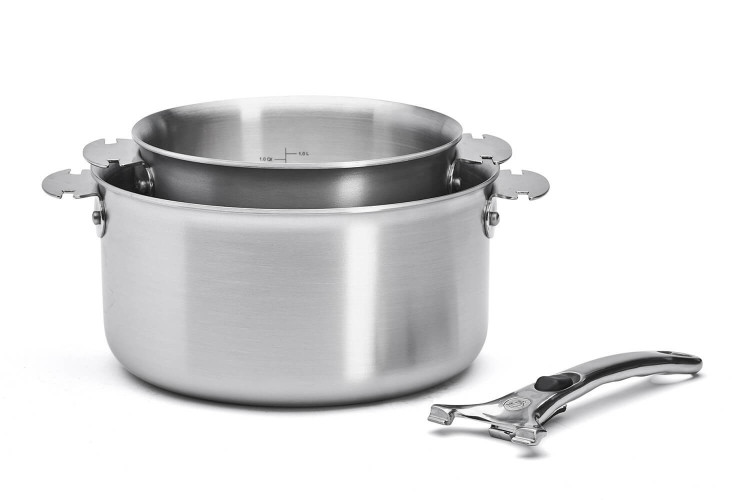 Lot de 2 casseroles inox 18/10 De Buyer Alchimy Loqy avec poignée amovible