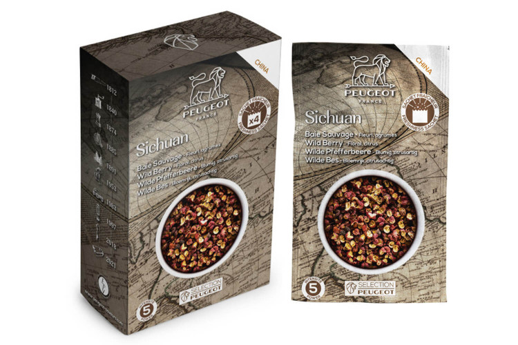 Coffret de poivre rouge de Sichuan Peugeot - 4 sachets fraîcheur