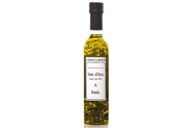 Huile d'olive extra vierge au basilic L'Épicurien - Bouteille de 25cl