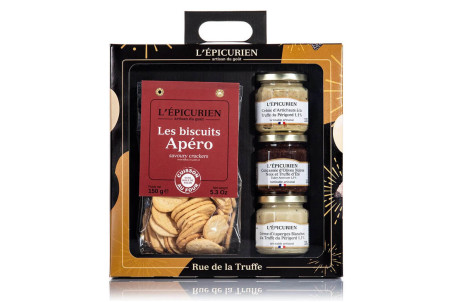 Coffret apéritif L'Épicurien Rue de la truffe - 3 tartinables avec biscuits cuits au four