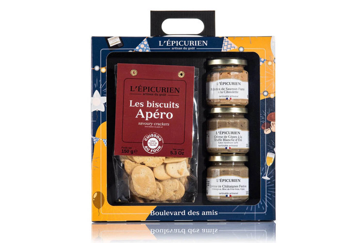 Coffret dégustation L'Epicurien Boulevard des amis - 3 tartinables avec biscuits apéritif