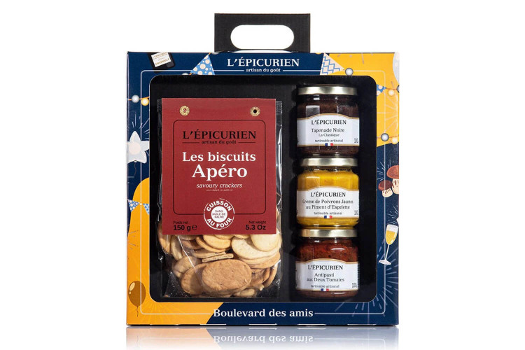 Coffret découverte L'Épicurien Entre amis - Biscuits apéro + 3 tartinables