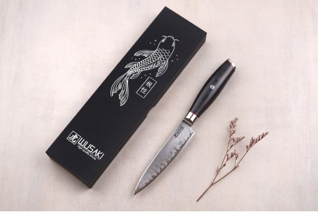 Couteau universel Wusaki Fujiko Black 10CR  manche pakka - lame damas 12cm