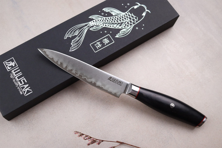 Couteau universel Wusaki Fujiko Black 10CR  manche pakka - lame damas 12cm