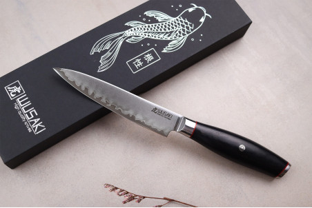 Couteau universel Wusaki Fujiko Black 10CR  manche pakka - lame damas 12cm