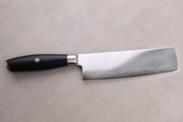 Couteau nakiri Wusaki Fujiko Black 10CR manche pakka - lame damas 17cm