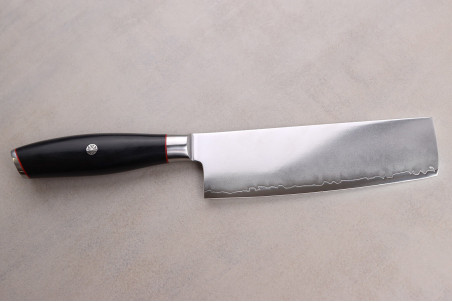 Couteau nakiri Wusaki Fujiko Black 10CR manche pakka - lame damas 17cm