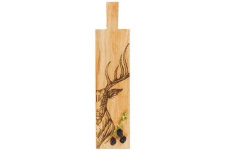 Planche apéro originale Selbrae House en bois de chêne - Gravure de cerf écossais