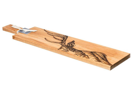 Planche apéro originale Selbrae House en bois de chêne - Gravure de cerf écossais