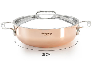 Sautoir bombé De Buyer Prima Matera en cuivre inox - Avec couvercle 28 cm