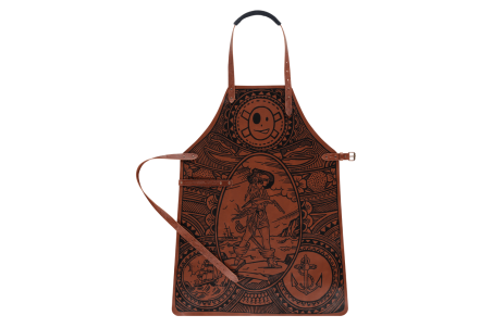 Tablier de cuisine artisanal Witloft Buccanian Girl en cuir recyclé - Édition limitée