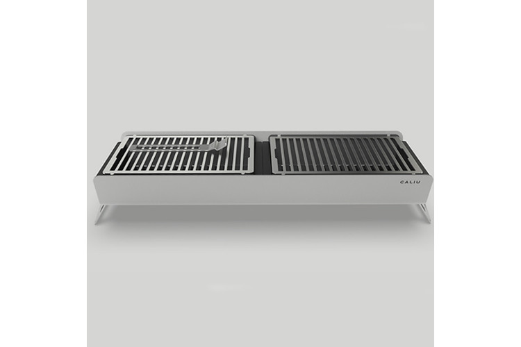 Barbecue charbon de bois de table Caliu Catering tout inox - 84x30x16cm