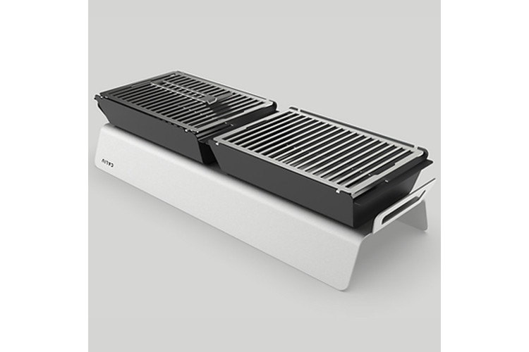 Barbecue charbon de bois de table Caliu Catering tout inox - 84x30x16cm
