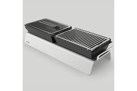 Barbecue charbon de bois de table Caliu Catering tout inox - 84x30x16cm