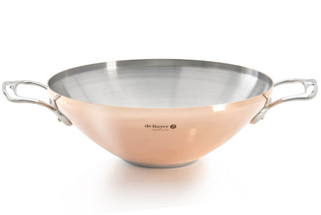 Wok De Buyer Prima Matera en cuivre inoxydable - Compatible induction 32 cm