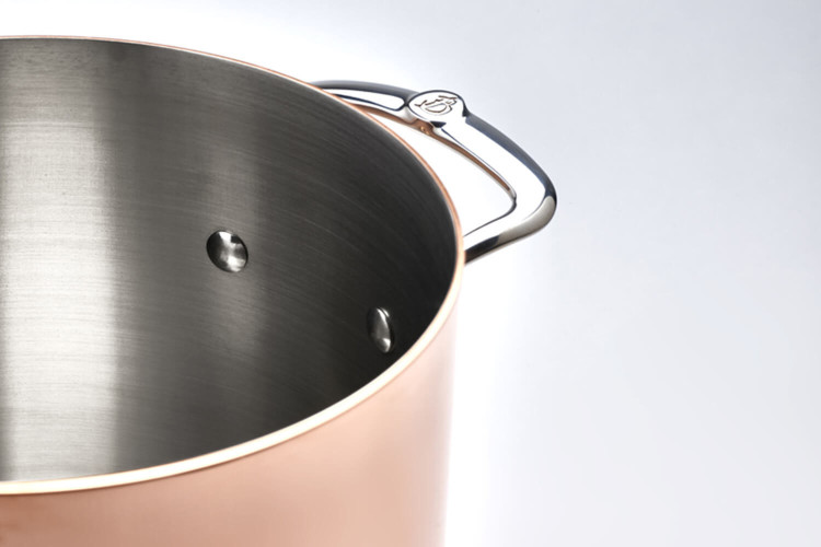 Marmite en cuivre inox De Buyer Prima Matera compatible induction - Avec couvercle 20cm