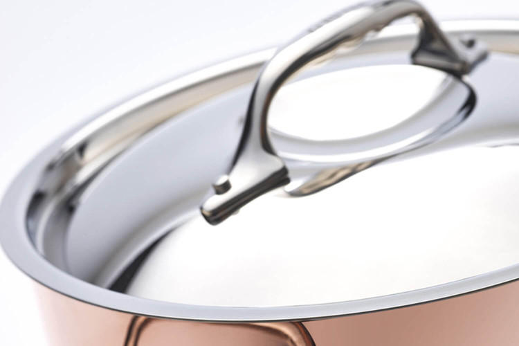 Marmite en cuivre inox De Buyer Prima Matera compatible induction - Avec couvercle 20cm