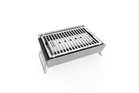 Barbecue charbon de bois Caliu avec poignée amovible et cheminée d'allumage