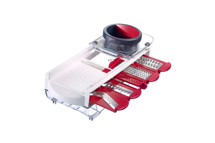 Mandoline de cuisine Westmark Schnitzel Spezi 5 lames avec chariot et bac récupérateur
