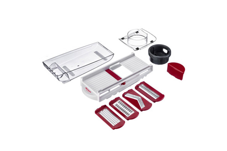 Mandoline de cuisine Westmark Schnitzel Spezi 5 lames avec chariot et bac récupérateur