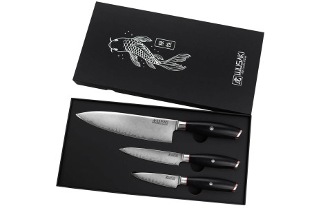 Coffret 3 couteaux de cuisine Wusaki Fujiko Black 10CR Chef + Office + Universel
