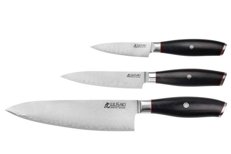 Coffret 3 couteaux de cuisine Wusaki Fujiko Black 10CR Chef + Office + Universel