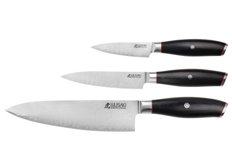 Coffret 3 couteaux de cuisine Wusaki Fujiko Black 10CR Chef + Office + Universel