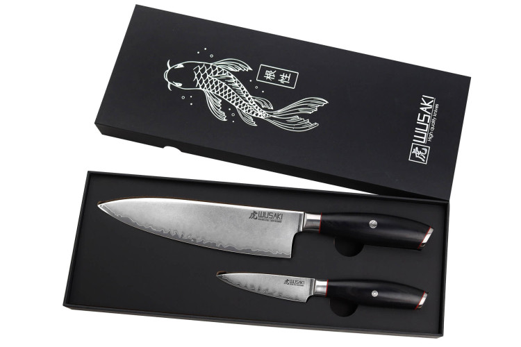 Coffret 2 couteaux de cuisine Wusaki Fujiko Black 10CR Chef et Office