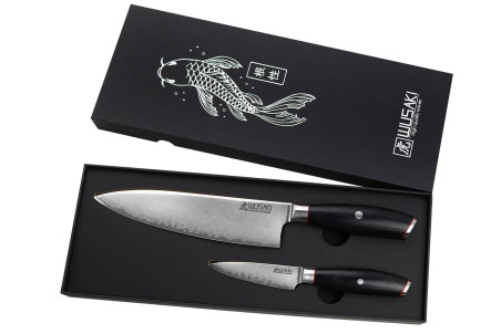 Coffret 2 couteaux de cuisine Wusaki Fujiko Black 10CR Chef et Office