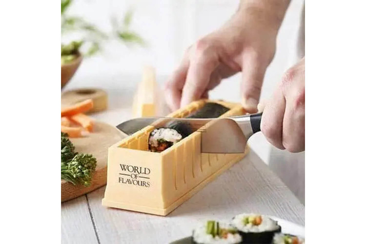 Appareil à sushi KitchenCraft World of Flavors coloris jaune - 23x6x7cm