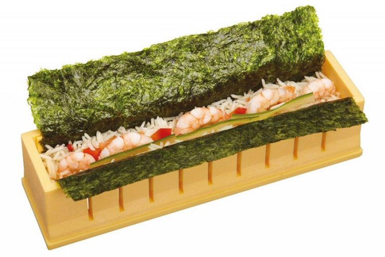 Appareil à sushi KitchenCraft World of Flavors coloris jaune - 23x6x7cm